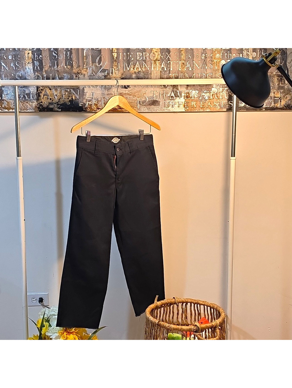 Dickies Black Cotton Twill Regular Fit Flat Front Straight
